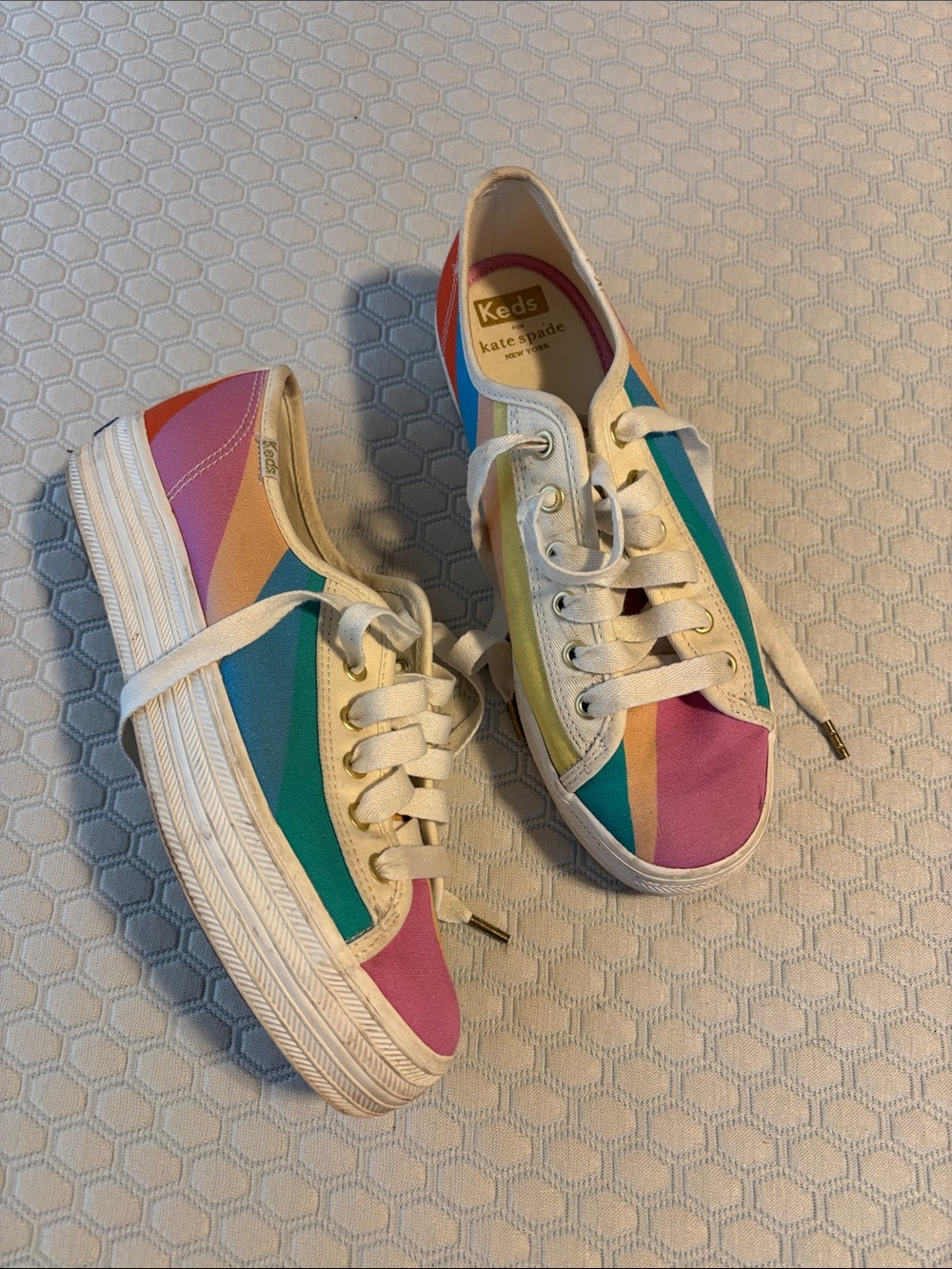 kate spade Multicolor Stripe Canvas High-top Sneakers